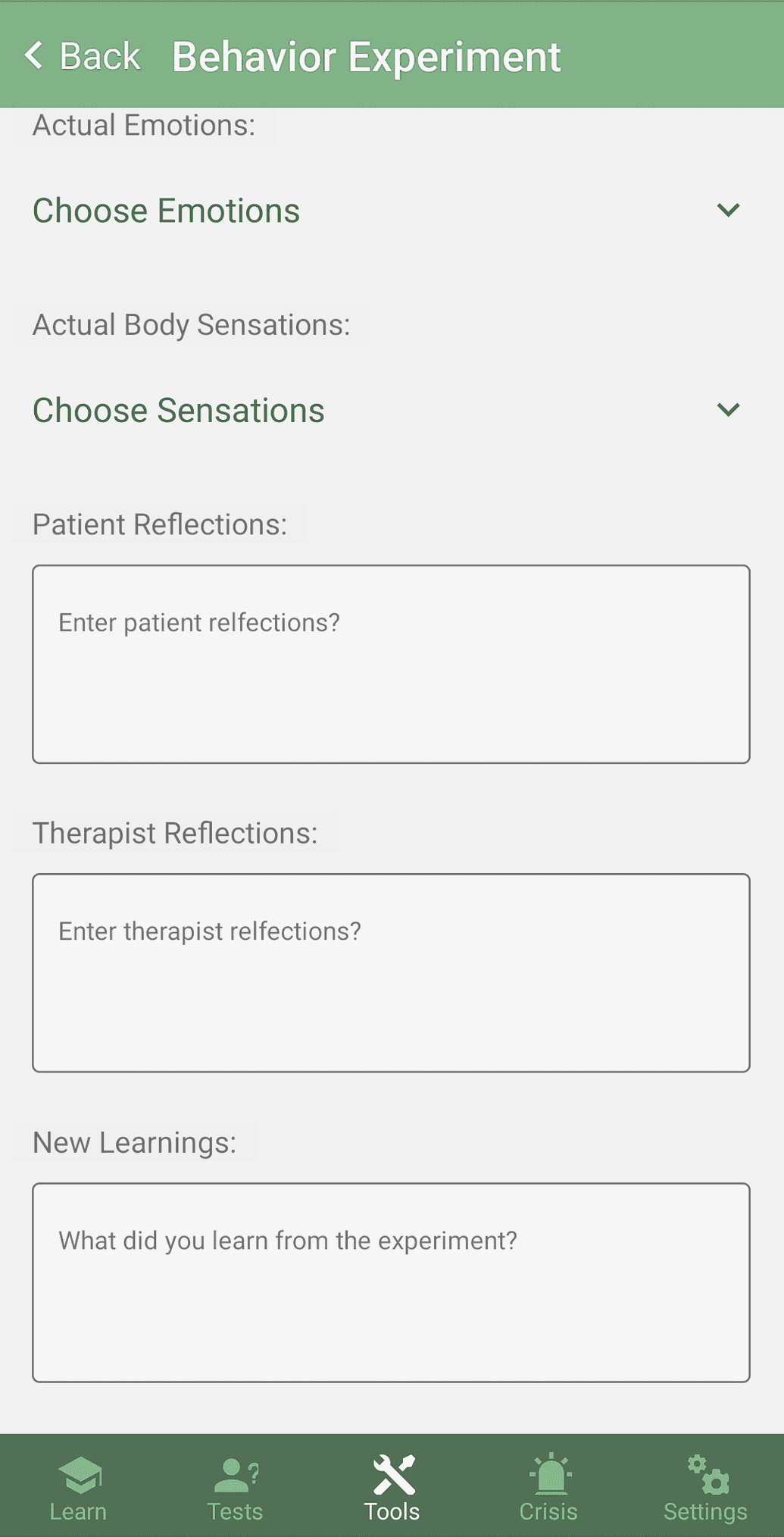Behavior Experiment in Mobile App