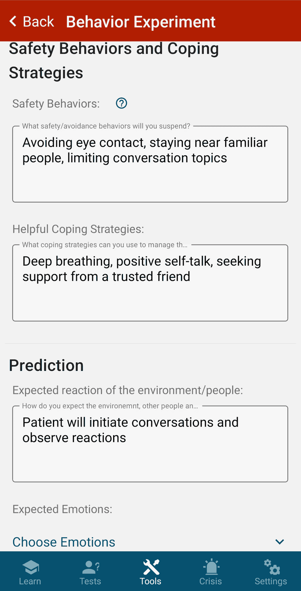 Behavior Experiment in Mobile App