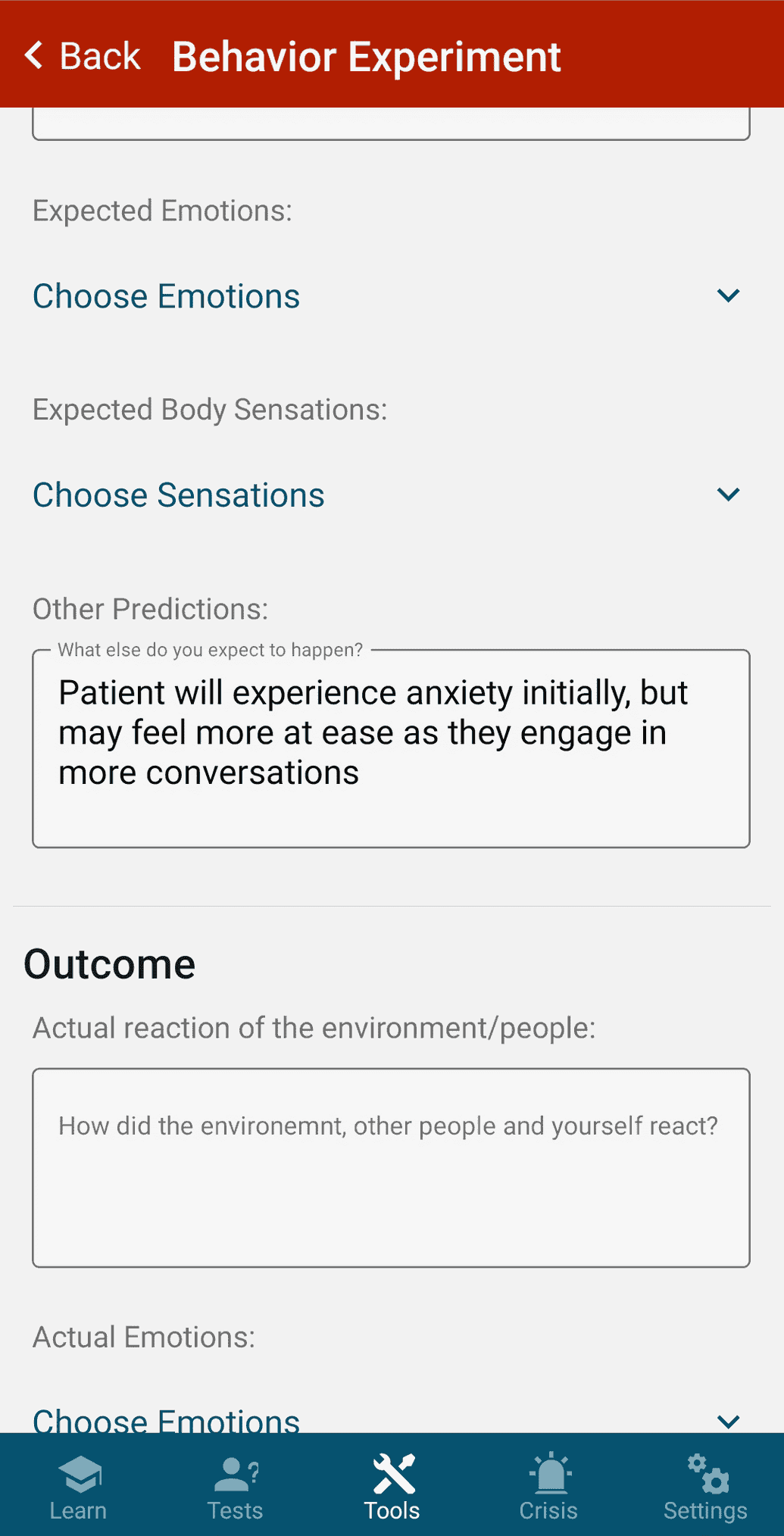 Behavior Experiment in Mobile App