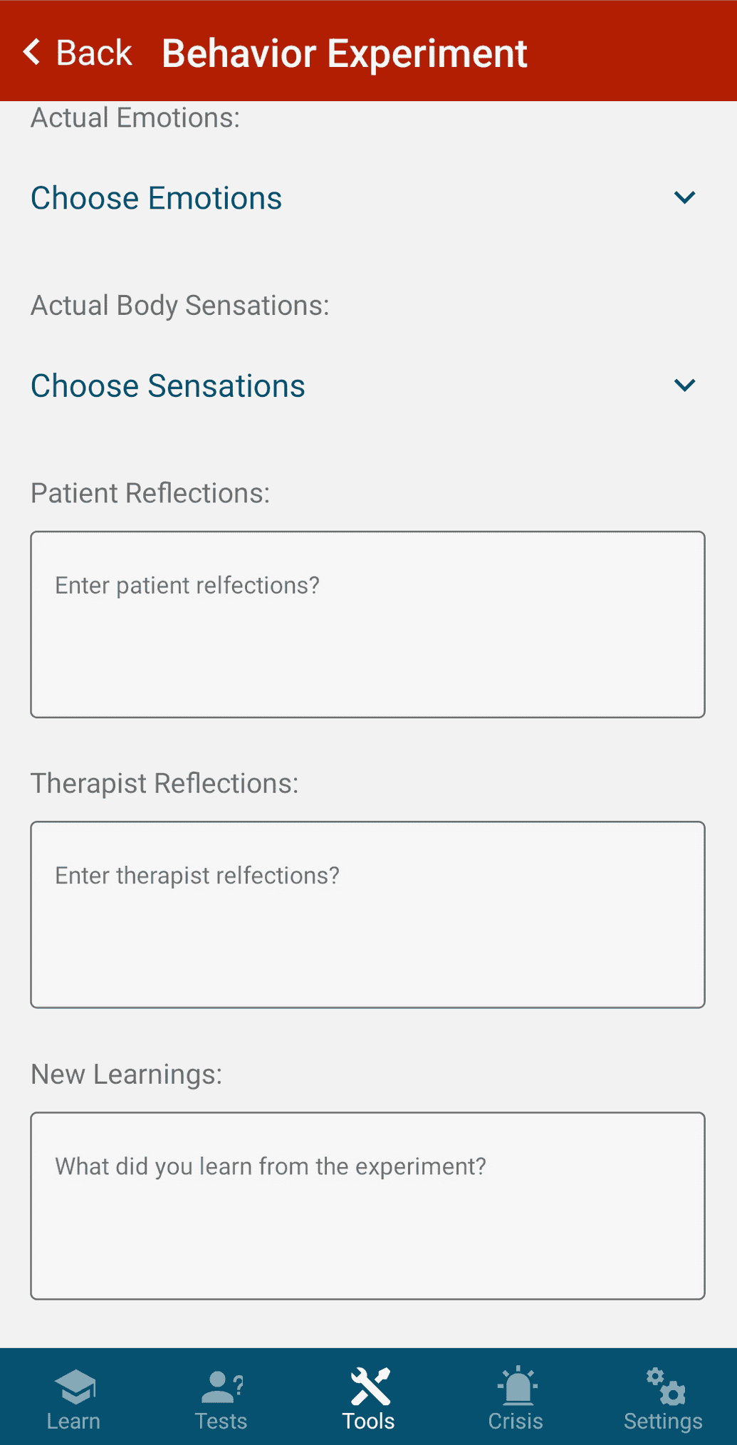 Behavior Experiment in Mobile App